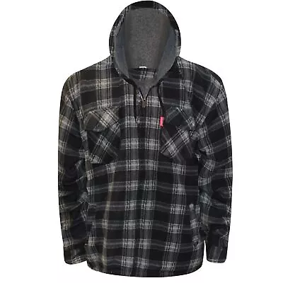 Buy Mens Sherpa Fur Fleece Lined Hoodie Lumberjack Jacket Hooded Work Padded Shirt • 20.99£