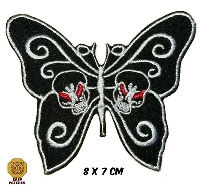 Buy Embroidered Skull Butterfly Patch Badge Iron Sew On Clothes Bags Goth Punk Rock • 2.19£