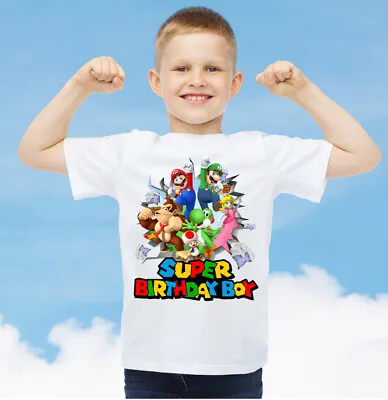 Buy Super Mario Theme Birthday Family T Shirts Kids And Adults Sizes • 10.50£