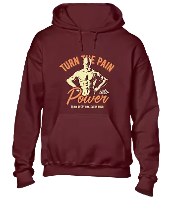 Buy Turn The Pain Into Power Hoody Hoodie Cool Gym Training Top Running Design Gift • 16.99£