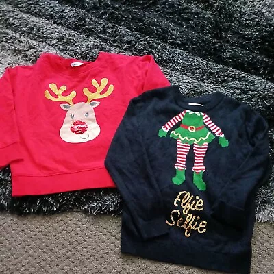 Buy Girls Christmas Jumper Sweatshirt Bundle Age 7-8 Years M&Co Elf Reindeer  • 4.99£