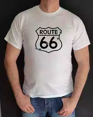 Buy Route 66 ,the Mother Road,motorcycle ,bike ,t Shirt With Bullet Holes  • 14.99£