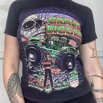 Buy Vintage 1991 Grave Digger Tshirt Monster Truck Spooky Black Skull Demo Derby XS • 104.20£