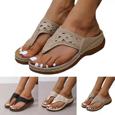 Buy Sturdy Women's Summer Flip Flops Slippers Flat Shoes For Orthopedic Comfort • 15.79£