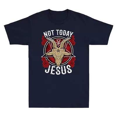 Buy Not Today Jesus Goat Monster Satanism Vintage Satan Symbol Retro Men's T Shirt • 14.99£