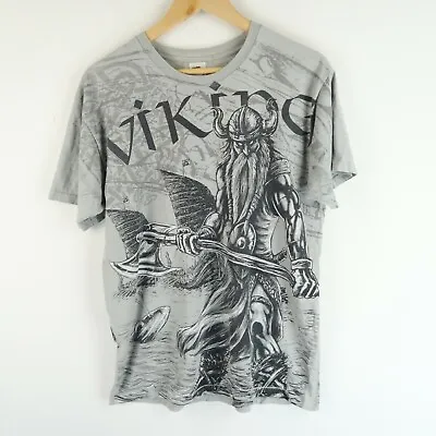 Buy VINTAGE 90'S Fantasy Viking All Over Print T-shirt SZ Medium (G5236) • 14.95£