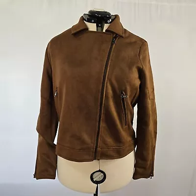 Buy NWT Crissrexo Brown Notch Jacket Short Moto Biker Style Brown Faux Suede Size XL • 33.78£