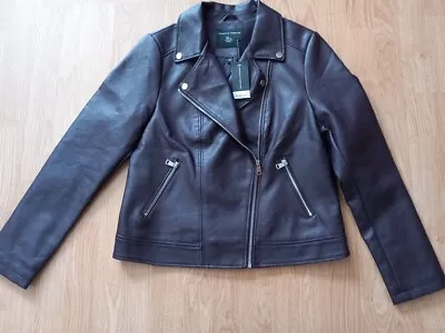 Buy Dorothy Perkins Burgundy Oxblood Faux Leather Pleather Biker Jacket UK 14 NEW!! • 25£