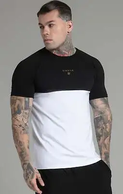Buy SikSilk Men's Cut And Sew T-Shirt Tee Black White • 35£