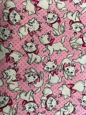 Buy Disney Aristocats Marie Pink White Cotton Quilting Mask Fabric Sold By 1/2 Yard  • 9.42£