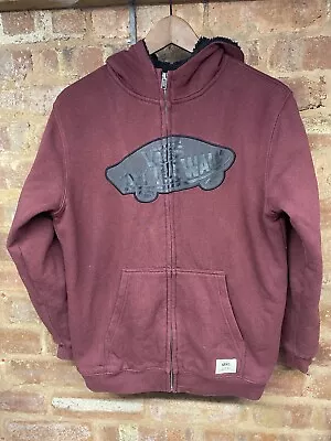 Buy VANS Off The Wall Sherpa Fleece Lined Hoodie Jacket - L Large - Maroon • 19.95£