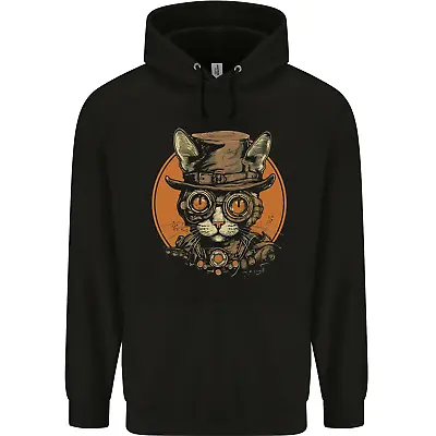 Buy A Steampunk Cat With A Hat & Glasses Mens 80% Cotton Hoodie • 19.99£