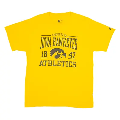 Buy RUSSELL ATHLETIC Iowa Hawkeyes Mens T-Shirt Yellow Short Sleeve USA L • 5.99£