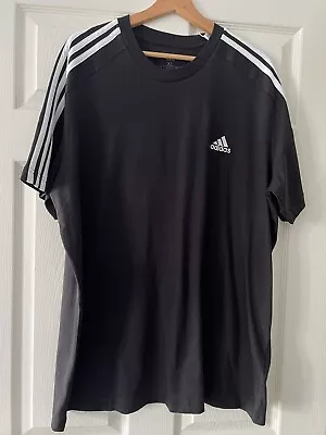 Buy Adidas Essentials Single Jersey 3 Stripe T-Shirt, Black, XL • 14.50£