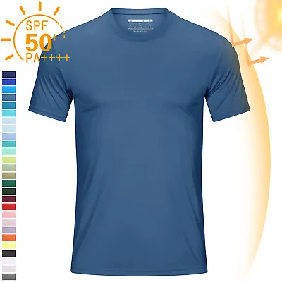 Buy UPF50+ Mens Sun Protection T-shirt Summer Quick Dry Short Sleeve Fishing Sport T • 14.38£