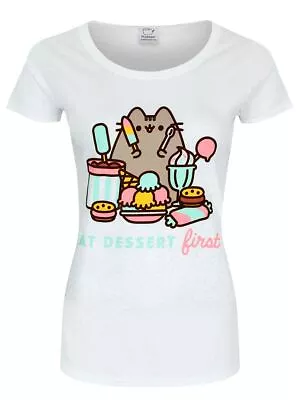 Buy Pusheen Eat Dessert First Ladies White T-Shirt-Extra Large (UK 14 - 16) • 14.99£