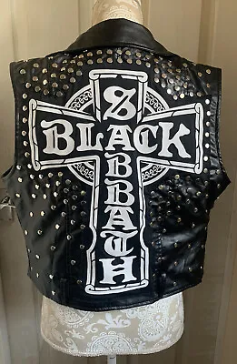 Buy Black Sabbath Studded Faux Leather Battle Biker Jacket Waistcoat Choose Size • 150£