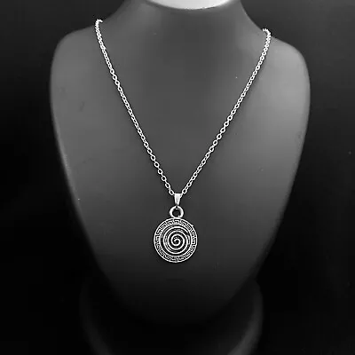 Buy Unisex Vintage Look Viking Spiral Pendant Necklace Link Chain Jewellery Gift UK • 3.99£