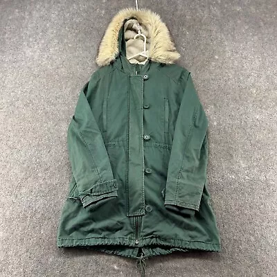 Buy Gap Jacket Womens L Green Military Sherpa Fleece Lined N3B Army Hooded Faur Fur • 47.31£
