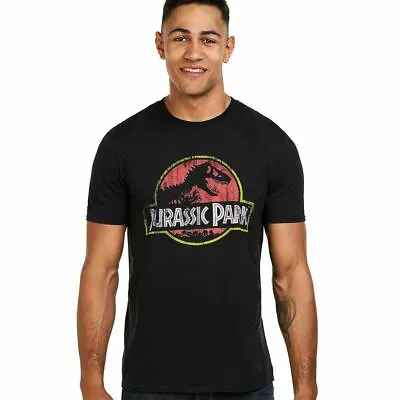 Buy Jurassic Park Mens T-shirt Distressed Logo Black S-XXL Official • 12.99£