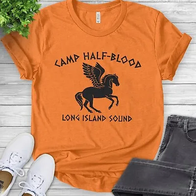 Buy Camp Half Blood Men Kids T Shirt Percy Jackson Greek Gods Pegasus Long Island • 6.99£
