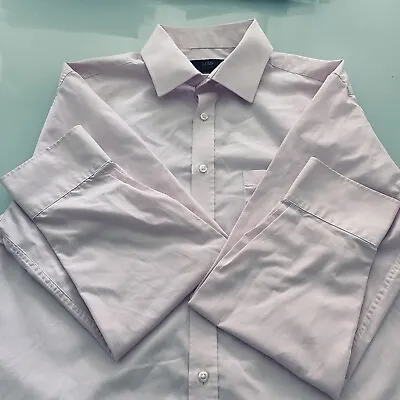 Buy M&S Mens Pink 16.5  Collar Shirt Pink & White Stripes Shirt Long Sleeve Dress • 9.99£