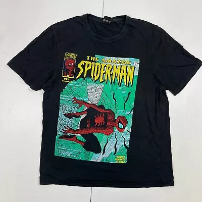 Buy Spiderman T-Shirt Medium Black Graphic Print Short Sleeve Round Neck F&F • 4.19£