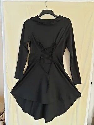 Buy Gothic  Black Hoody Dress Size M. • 15£