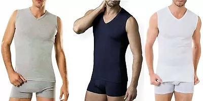 Buy Mens %100 Soft Cotton Plain Sleeveless V Neck T Shirt Tank Top Vest S-3XL • 7.49£