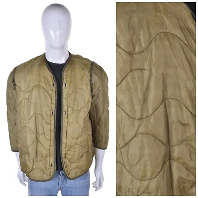 Buy VINTAGE US Army M65 Jacket Liner M Padded Quilted Insulated Olive Green Coat • 39.99£