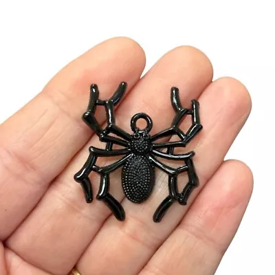Buy 6 Pcs Of  Black Spider Charms Metal Jewellery Making Goth Earrings CH21 • 3.99£