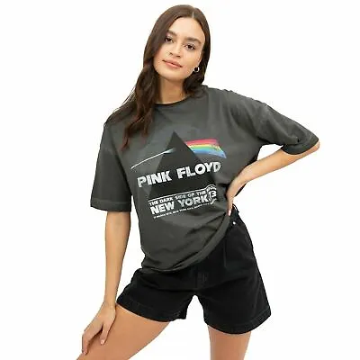 Buy Official Pink Floyd Ladies  NYC Dark Side Oversized T-Shirt Vintage Charcoal • 13.99£