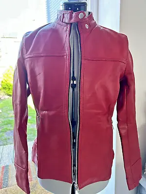 Buy Womens Red Leather Jacket Flair & Bold Size Small Brand New • 45£