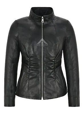 Buy Victoria Ladies Jacket Shirrings Fashion Rock Real Italian Leather Jacket 13107 • 93.41£