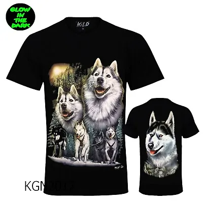 Buy Men  Native American Wolves  T-Shirt Both Side Print Glow In Dark • 9.99£