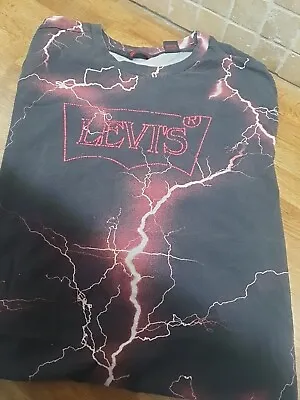 Buy LEVIS X STRANGER THINGS Mens L Large Tshirt Rare Black Netflix Lightning  • 20£