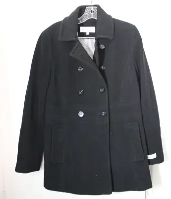 Buy Calvin Klein Womens Winter Pea Coat Black Sz 6 Button Down Wool Blend NEW Jacket • 113.99£
