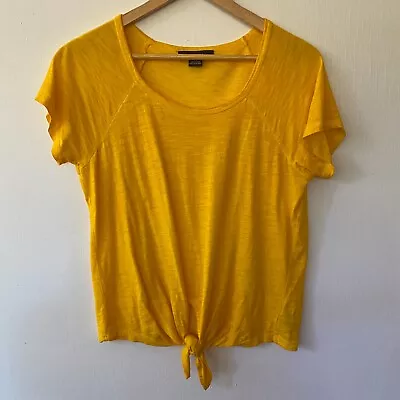 Buy Sanctuary T-shirt Womens Size XS Marigold Yellow Tie Front Short Sleeve • 3.53£