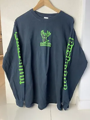 Buy Bucked UP Pre Workout Black Long Sleeve T Shirt Size L Green Logo Double Sided • 31.52£