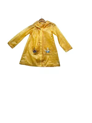 Buy Disney Youth Frozen Rain Jacket Girls Sz 9/10 Yellow Anna Elsa Hooded Coat • 11.97£
