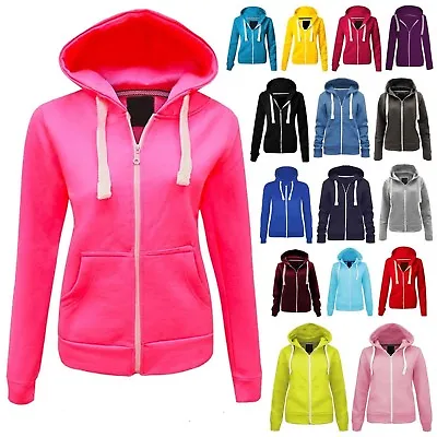 Buy  Kids Girls/Boys Plain Colored Zip Up Hoodie Hooded Sweatshirt • 9.50£