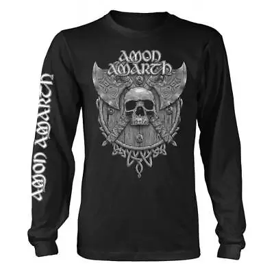 Buy Amon Amarth 'Grey Skull' Black Long Sleeve T Shirt - NEW • 24.99£