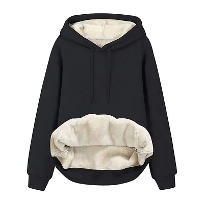 Buy Womens Fleece Fur Lined Hoodie Sweatshirt Winter Warm Thermal Hooded Jumper Tops • 10.39£