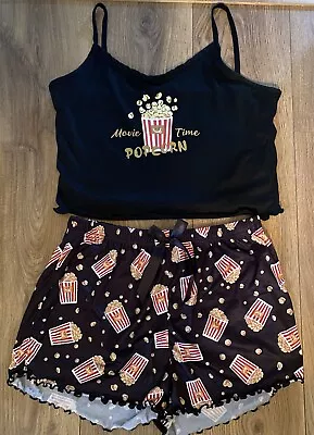 Buy Short Pyjama Set Size L Fits 14 New No Tag Say Movie Time , Popcorn .. Very Cute • 1£