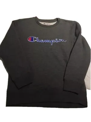 Buy Champion Spell-out Boys Dark Grey Embroidered Sweatshirt Size S Age 6-7-8 Years • 9.99£