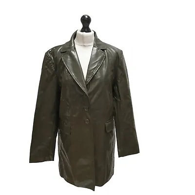 Buy Modern Classic Jacket Faux Leather Black Button Up Uk Women's 14 Eu 42 E676 • 39.99£