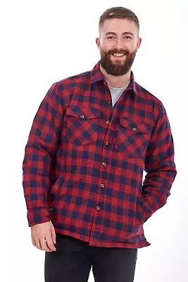 Buy Mens Padded Work Shirt Quilted Yarn Dyed Cotton Buttons Thick Lumberjack Jacket • 17.95£