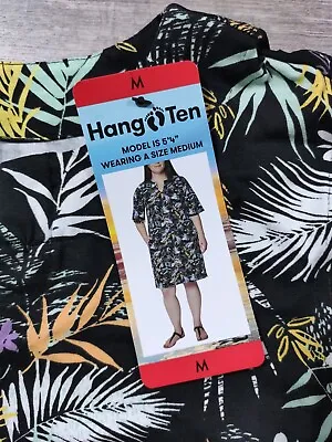 Buy Hang Ten Swim Cover Up Adult Medium Black Hawaiian Shirt Womens • 16.85£