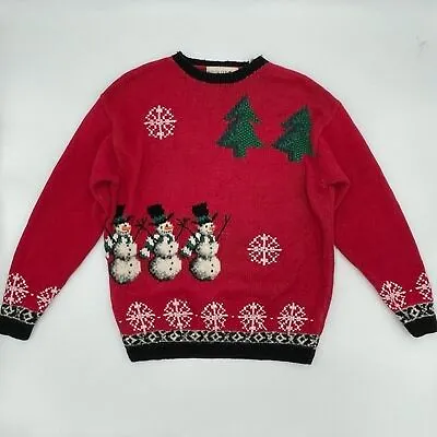 Buy Vintage Christmas Sweater Womens Snowmen Ugly Xmas Party Tacky Fun Holiday Flaws • 23.13£