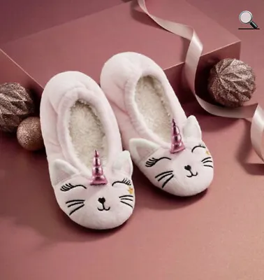 Buy AVON Girls Novelty Fluffy Caticorn Cat Unicorn Slip On Slippers. UK Infant 8-9! • 4.24£